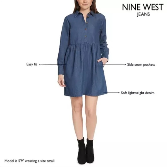 NWT - Nine West 100% Cotton Brentwood Shirtdress - Sz Medium - Picture 3 of 9